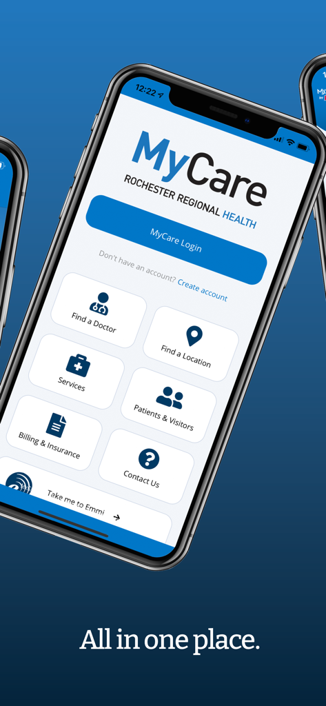 RRH MyCare - RRH MyCare app dashboard with quick links to find a doctor, view services, and manage billing.