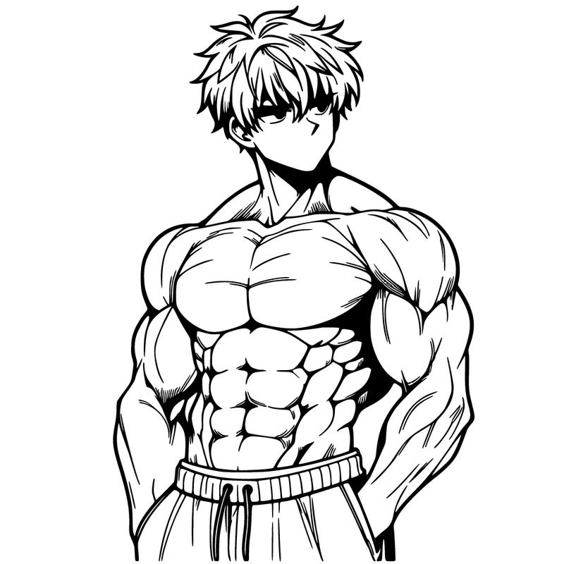 muscular anime boy