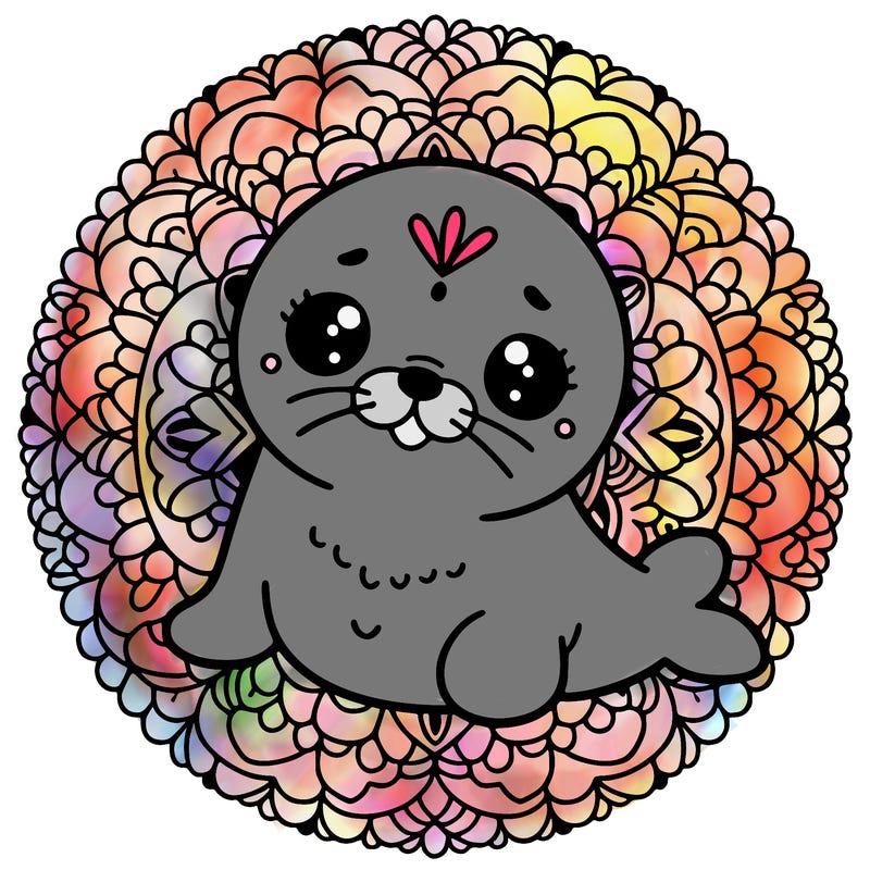 a cute baby seal mandala