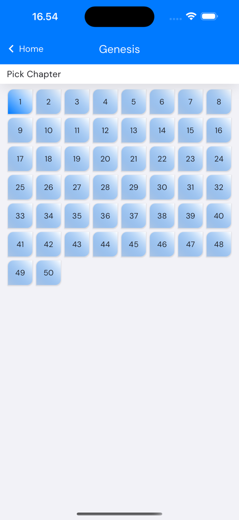 BibleNow!: Alkitab Offline - BibleNow app Genesis chapter selection grid