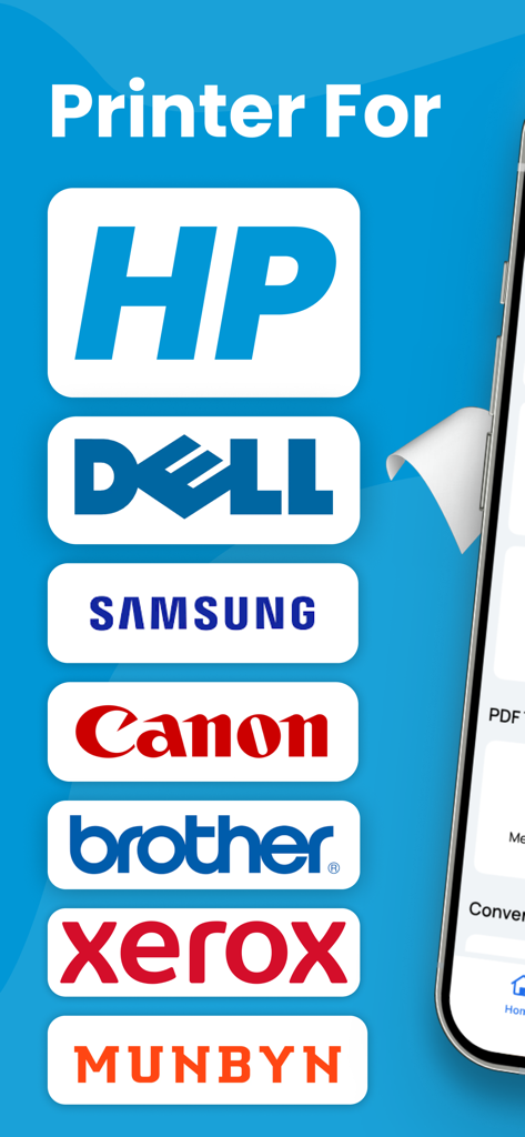 Lista de marcas de impresoras compatibles, incluyendo HP, Dell, Samsung y Canon