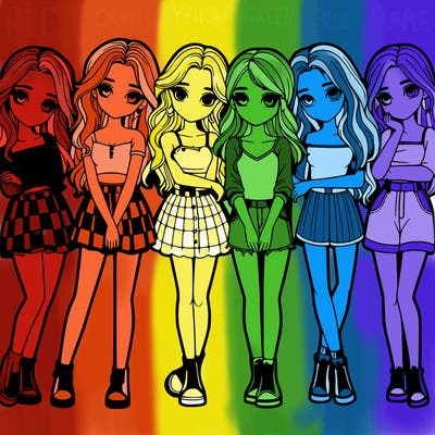 a group of girls realistic