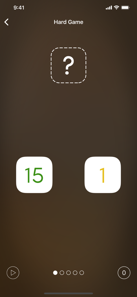 Ein Gedächtnisspielbildschirm in der Jiddisch-Lern-App, der die Zahlen 1 und 15 zeigt