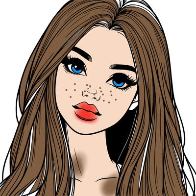 realistic teen girl with long hair and lips