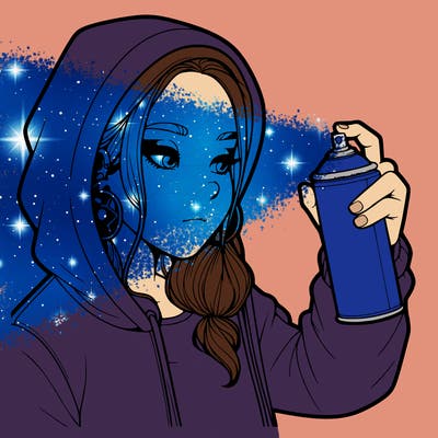 a realistic girl, spray painting