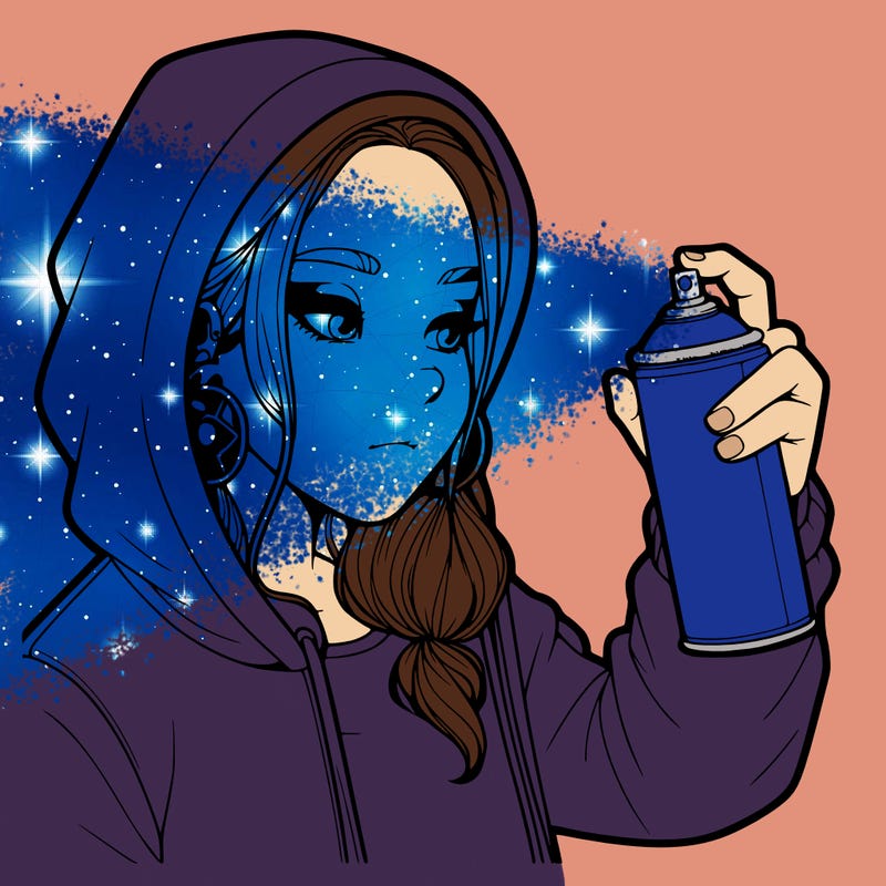 a realistic girl, spray painting