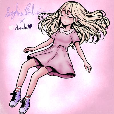 realistic girl floating