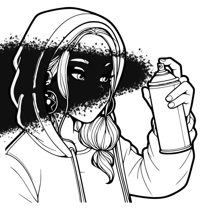 a realistic girl, spray painting