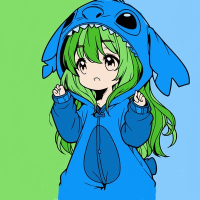 anime girl in a stitch onsie