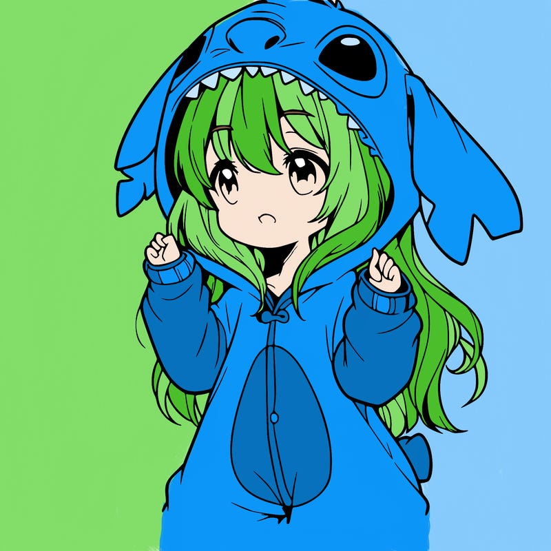 anime girl in a stitch onsie