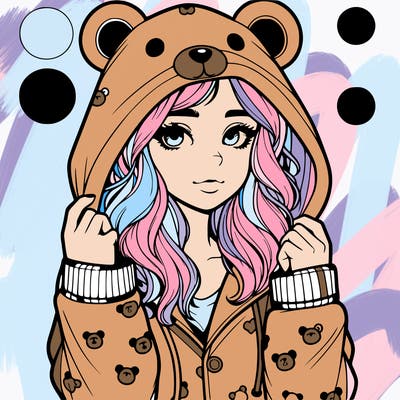 realistic girl in a animal pjs hoodie