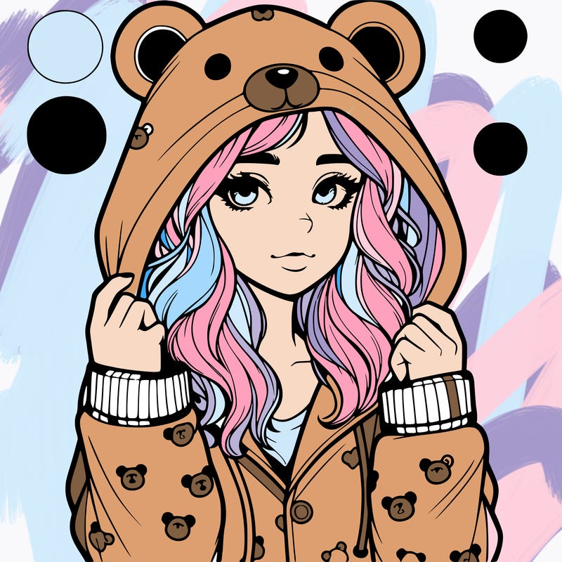 realistic girl in a animal pjs hoodie