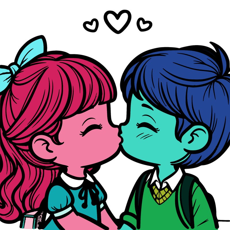 boy and girl kissing
