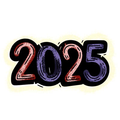 one line scrawled numbers sketch design “2025”
