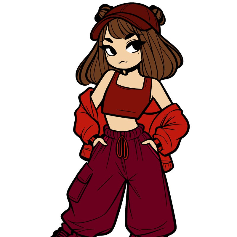 girl in crop top and baggy pants