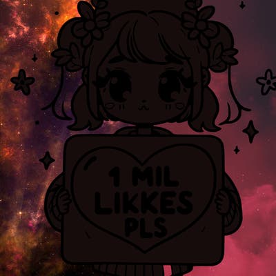 girl holding a heart shaped sign that says 1 mil likes pls