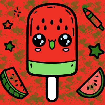 cute watermelon popsicle