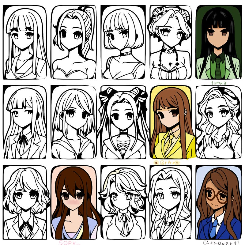 girls that look diffrent anime