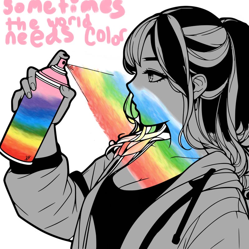 a realistic girl spray, painting