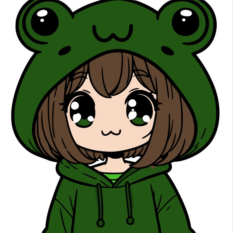 cute girl wearing a frog hoodie