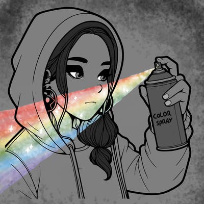 a realistic girl, spray painting