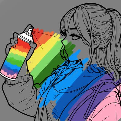 a realistic girl spray, painting