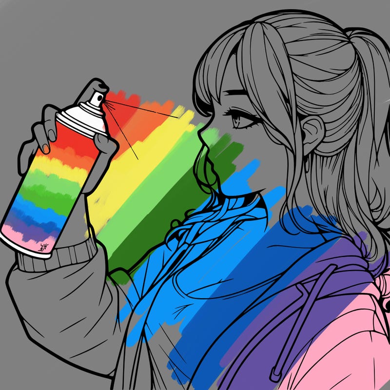 a realistic girl spray, painting