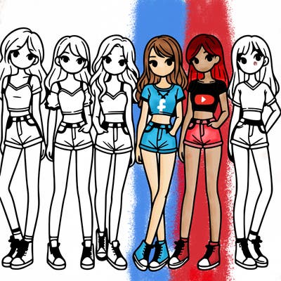 a group of girls wearing crop tops and shorts