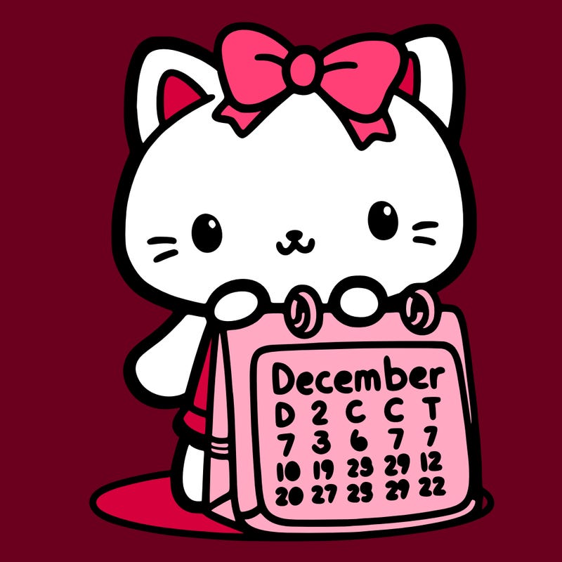 cute calendar  of december