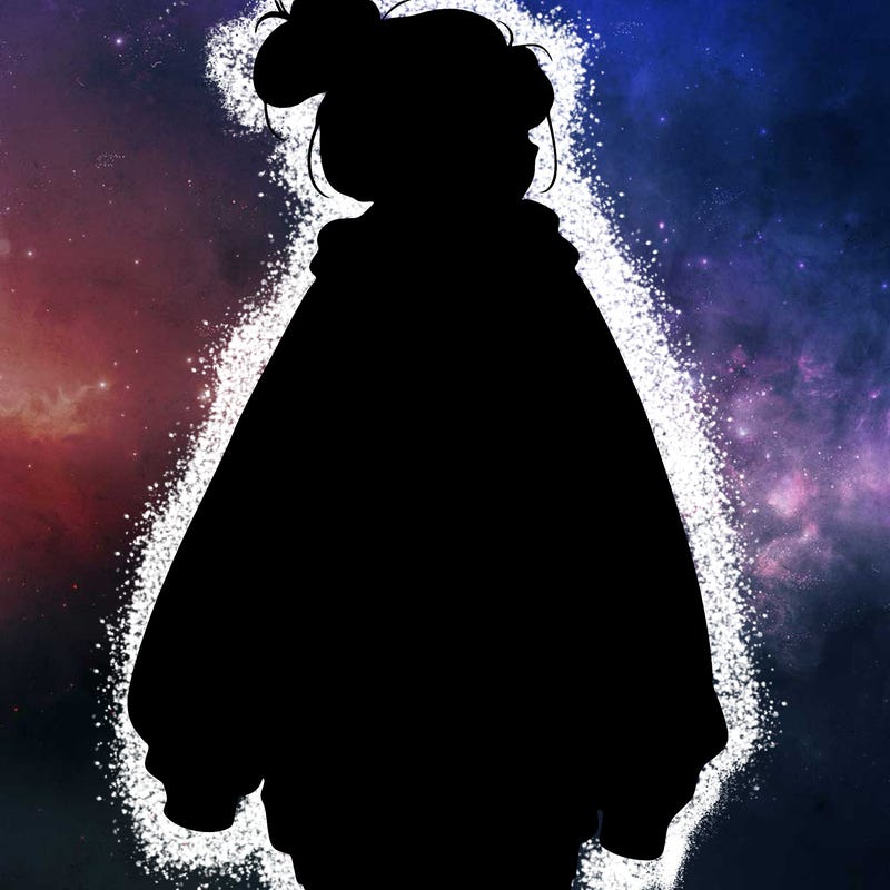 realistic girl with a oversized sweatshirt on and a bun