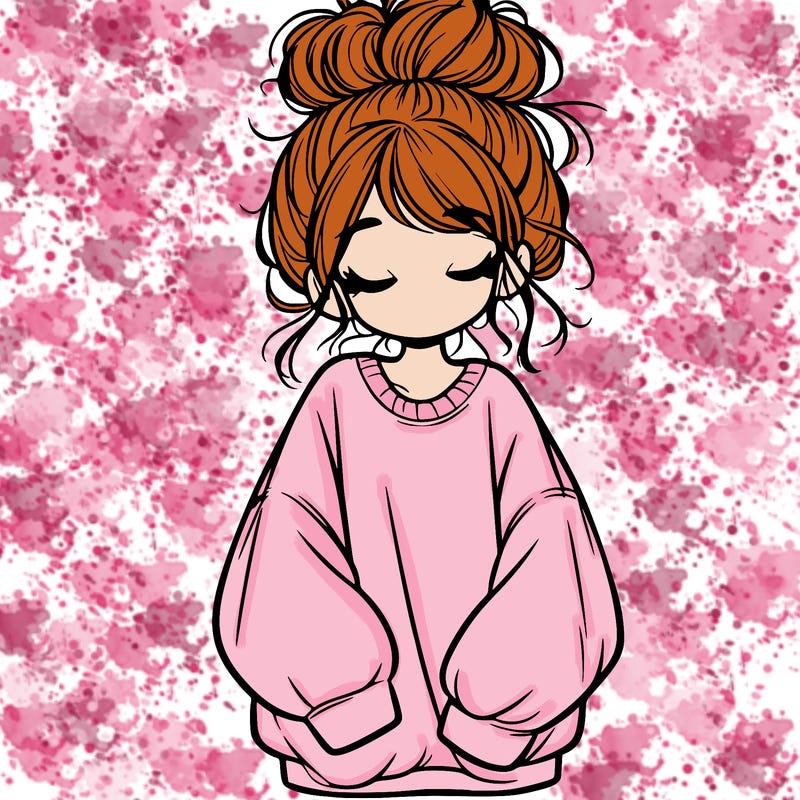 girl with baggy sweatshirt and messy bun