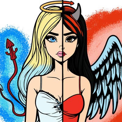 devil vs angel realistic girl