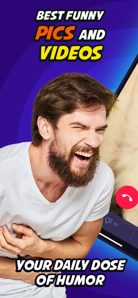 MegaLOL: Funny Videos & Memes - Un hombre riendo con el texto que dice Mejores Fotos y Vídeos Divertidos y Tu Dosis Diaria de Humor