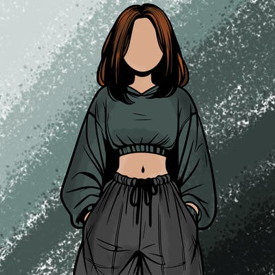 realistic girl faceless with baggy pants and a crop top