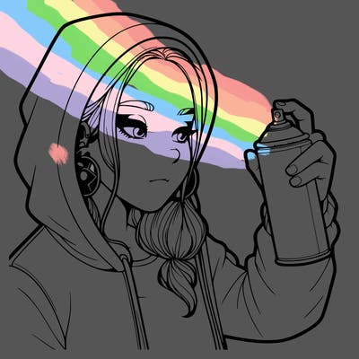 a realistic girl, spray painting