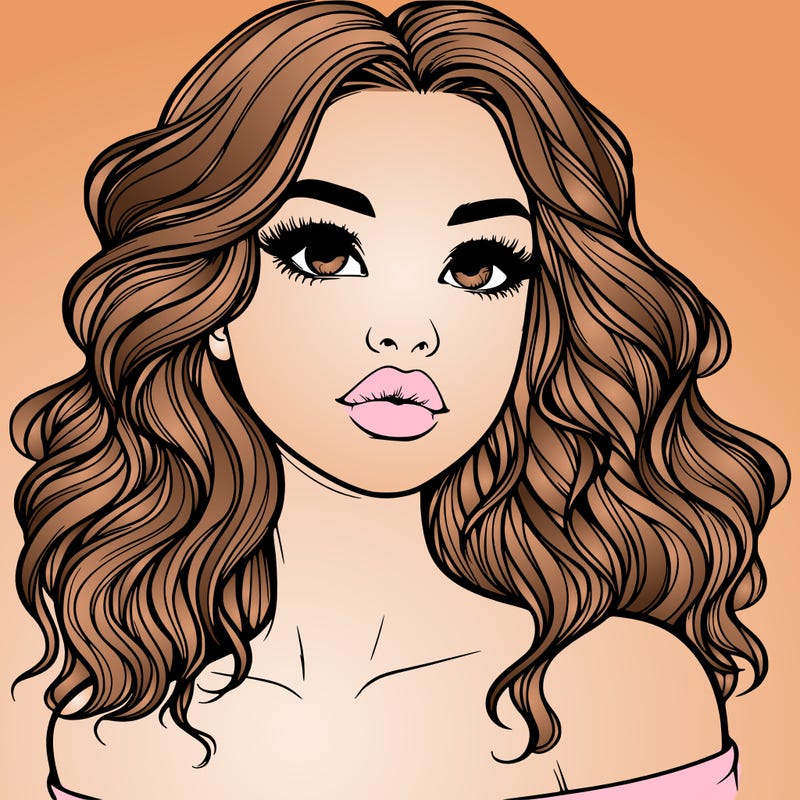 realistic girl with wavy hair and lips