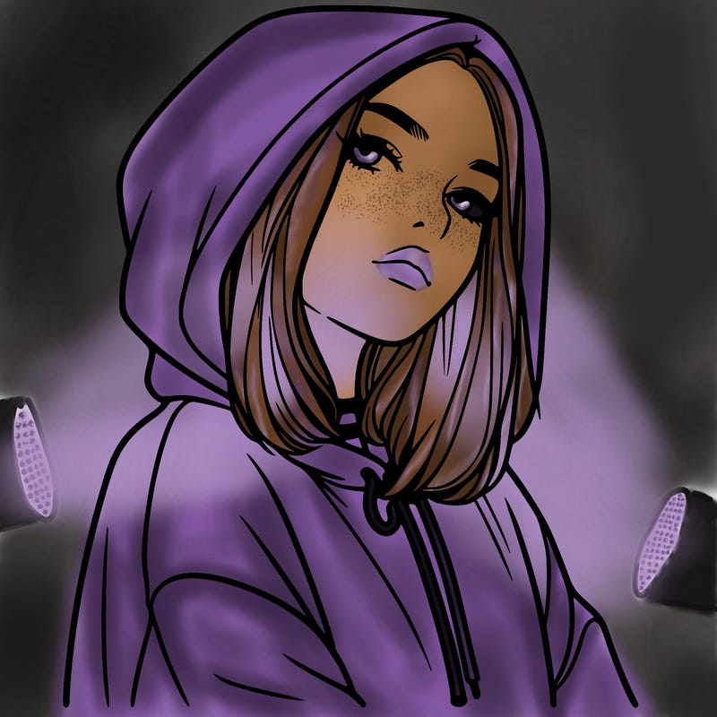 a realistic girl in a hoodie