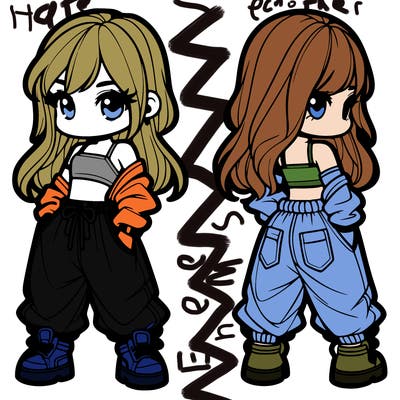 girl in crop top and baggy pants