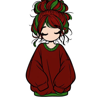 girl with baggy sweatshirt and messy bun