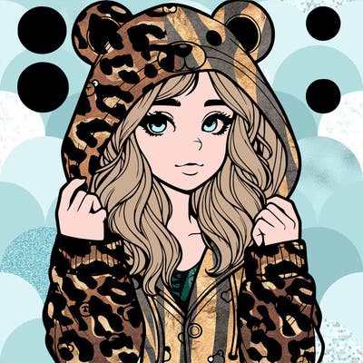 realistic girl in a animal pjs hoodie