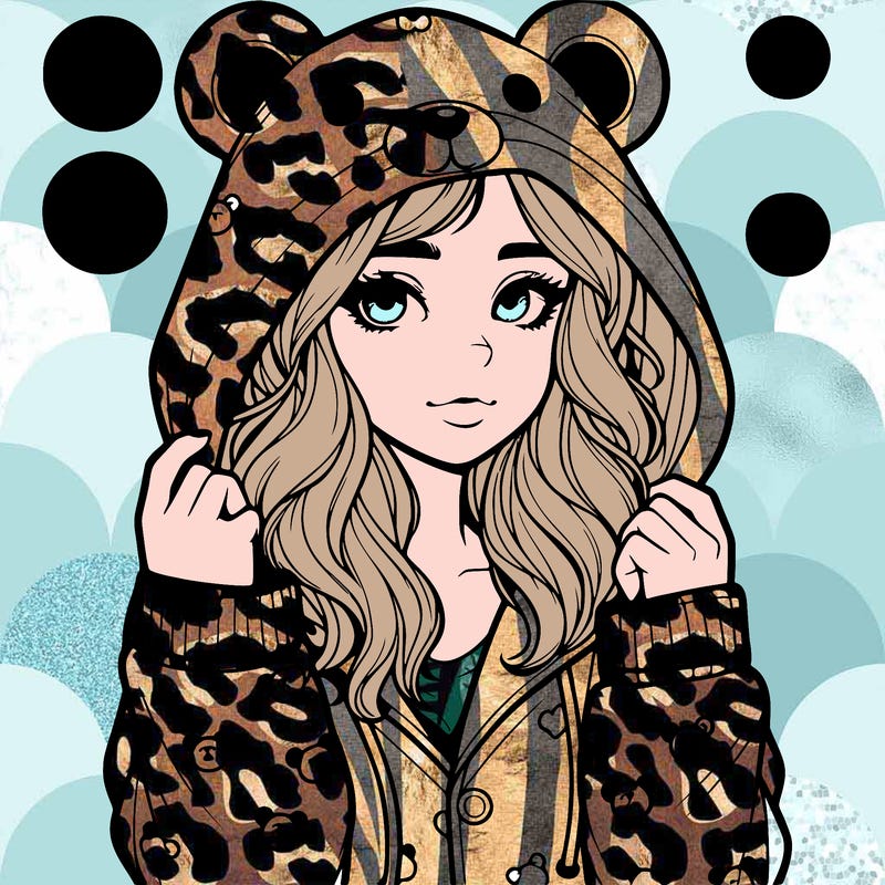 realistic girl in a animal pjs hoodie