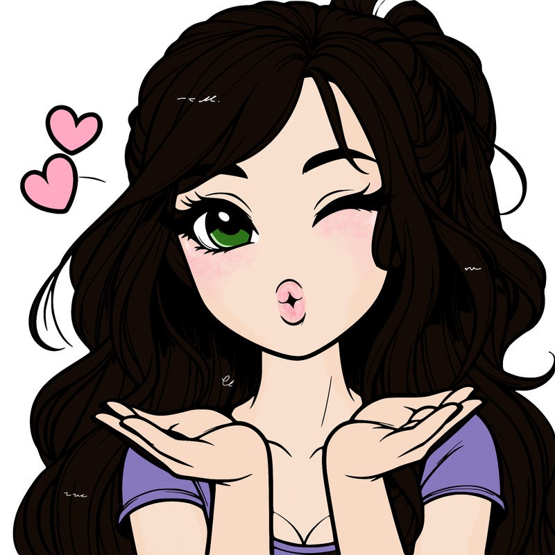 realistic girl winking and blowing a kiss while making heart hands