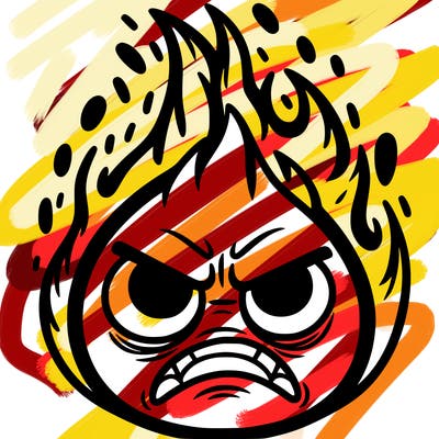 anger face on fire inside out