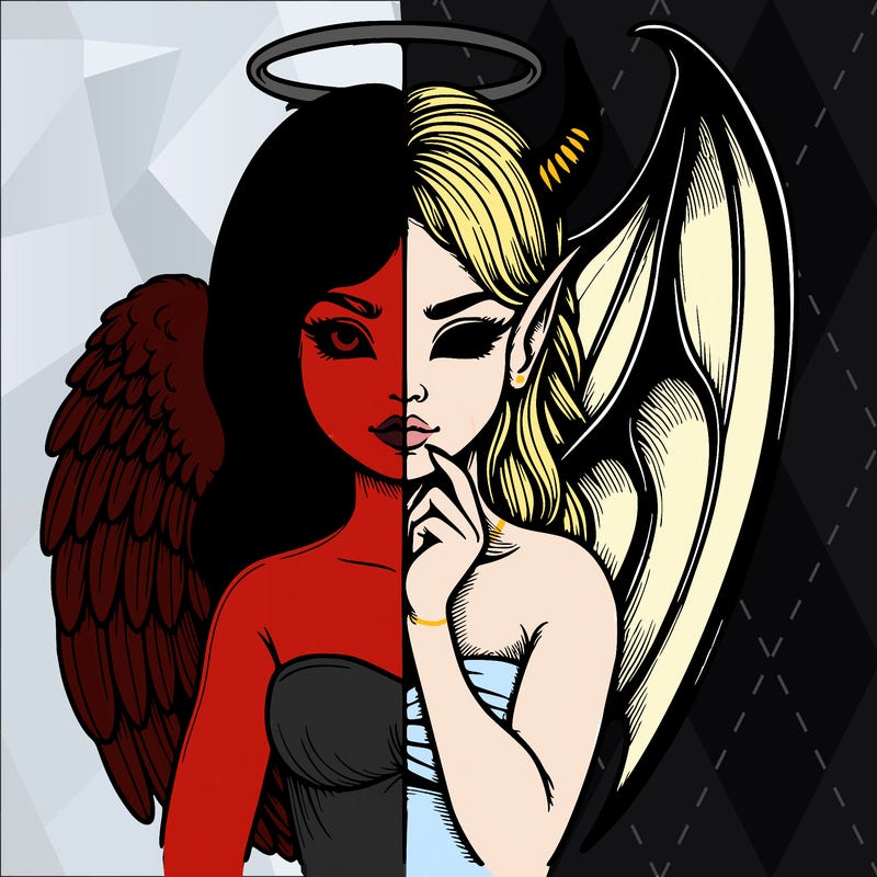 realistic angel half demon