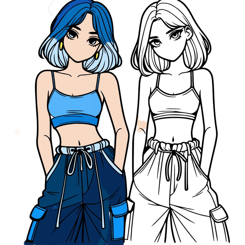 two girls with crop top with baggy pants