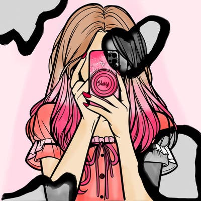 a realistic girl holding her phone taking pictures