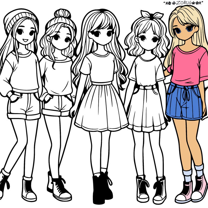 a group of five girls