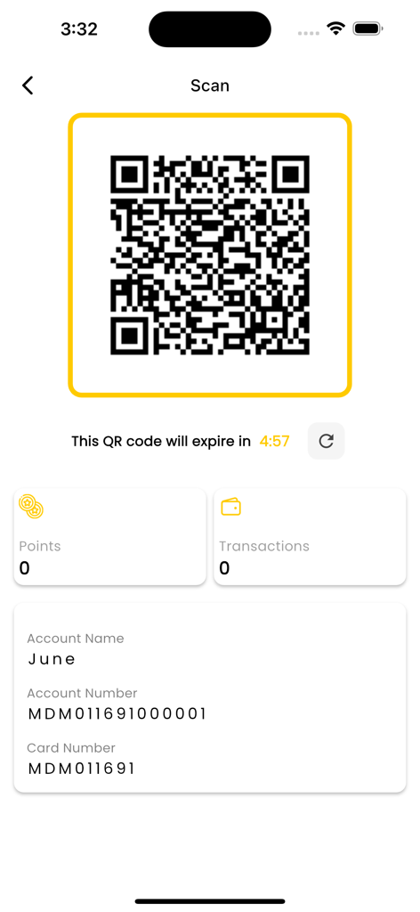 L’Occitane MM VIP Club - Écran de la carte de membre numérique du Club VIP MM L'Occitane avec un code QR à scanner et les détails du compte