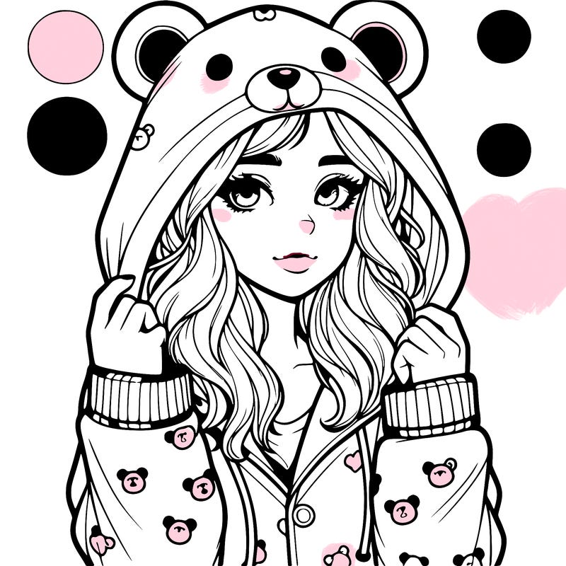 realistic girl in a animal pjs hoodie