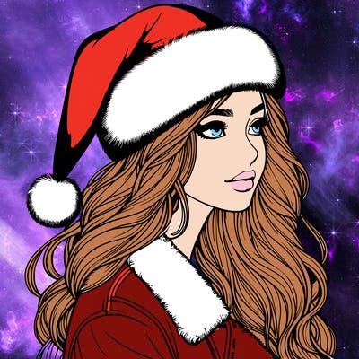 realistic girl in santa hat